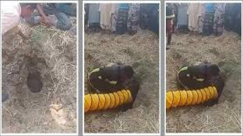 রাজশাহীর তানোরে ২৪ ঘণ্টা ধরে গভীর গর্তে পড়ে থাকা শিশুর উদ্ধা